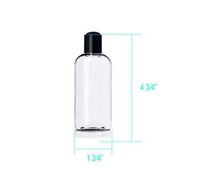 ljdeals 4 oz Clear Plastic Empty Bottles with Black Disc Top Caps – 6 Pack, BPA-Free, Made in USA Avelisse