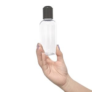 ljdeals 4 oz Clear Plastic Empty Bottles with Black Disc Top Caps – 6 Pack, BPA-Free, Made in USA Avelisse