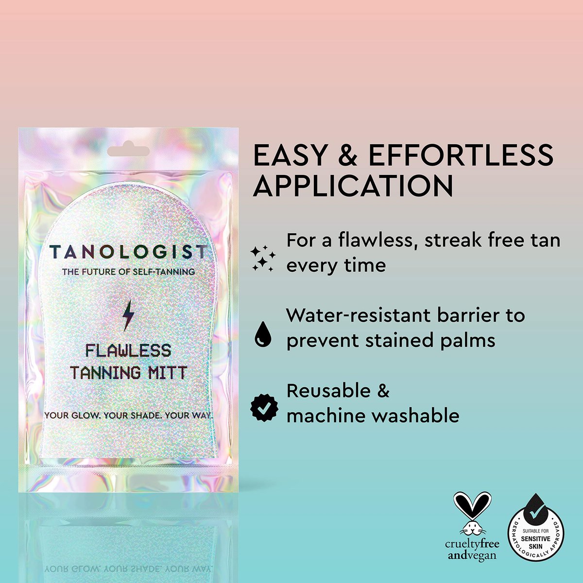 Tanologist Flawless Tanning Mitt – Streak-Free Self-Tanner Application, Reusable & Washable, No Stained Hands, Vegan & Cruelty-Free, 1 Count - görsel 4