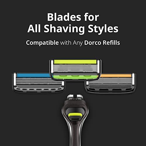 Dorco Pace 6 Pro Six-Blade Razor System with Trimmer – 2 Replacement Handles (Handles Only) Avelisse