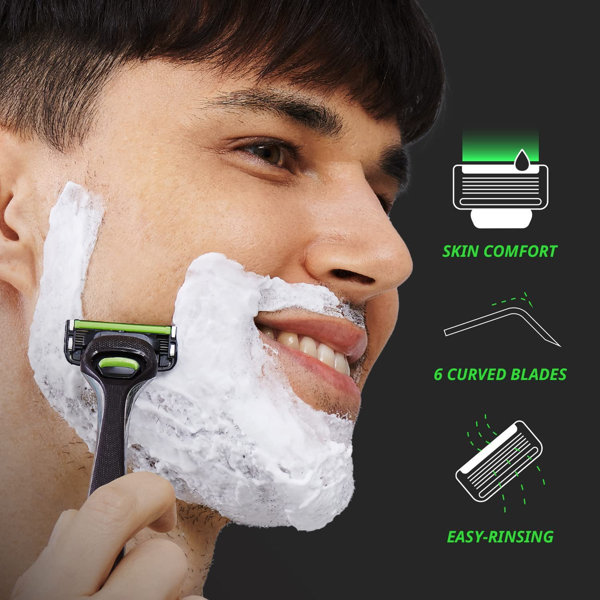 Dorco Pace 6 Pro Six-Blade Razor System with Trimmer – 2 Replacement Handles (Handles Only) Avelisse