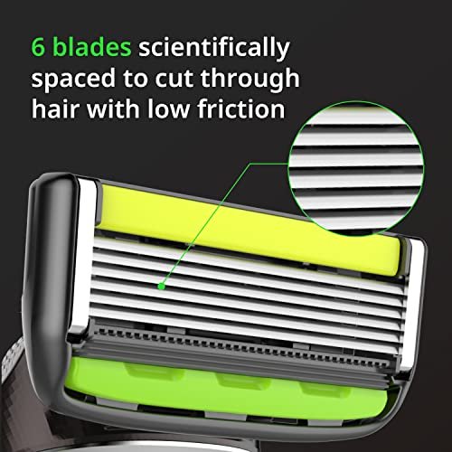 Dorco Pace 6 Pro Six-Blade Razor System with Trimmer – 2 Replacement Handles (Handles Only) Avelisse