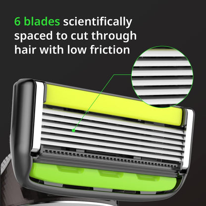 Dorco Pace 6 Pro Six-Blade Razor System with Trimmer – 2 Replacement Handles (Handles Only) Avelisse