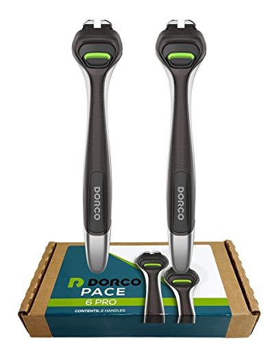 Dorco Pace 6 Pro Six-Blade Razor System with Trimmer – 2 Replacement Handles (Handles Only) Avelisse