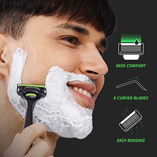 Dorco Pace 6 Pro Six-Blade Razor System with Trimmer – 2 Replacement Handles (Handles Only) Avelisse