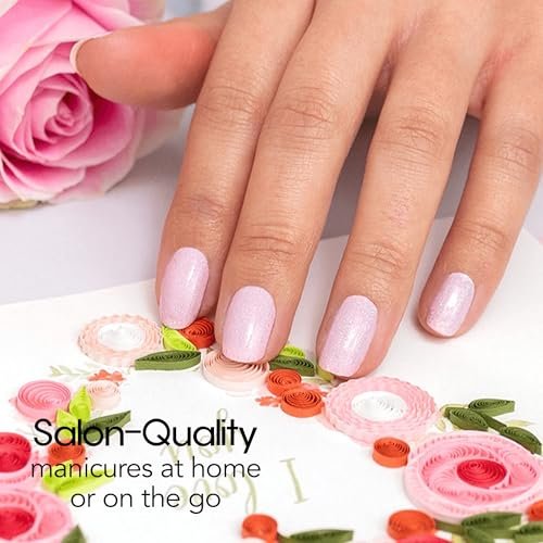 Color Street Blushing in Flushing Nail Strips – Pink with Silver Glitter, Chip-Resistant, Easy Application, 16 Pieces Avelisse