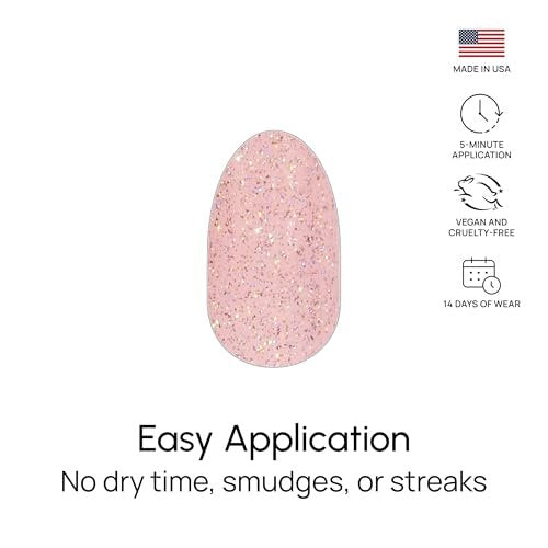 Color Street Blushing in Flushing Nail Strips – Pink with Silver Glitter, Chip-Resistant, Easy Application, 16 Pieces Avelisse