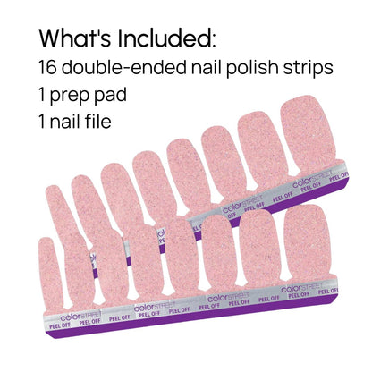 Color Street Blushing in Flushing Nail Strips – Pink with Silver Glitter, Chip-Resistant, Easy Application, 16 Pieces Avelisse