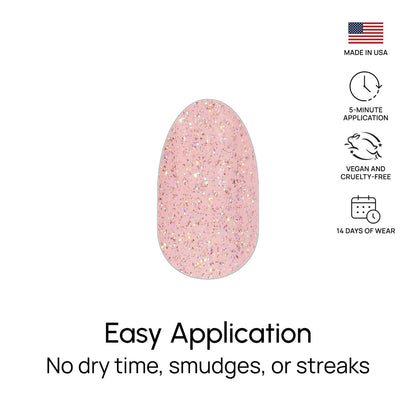 Color Street Blushing in Flushing Nail Strips – Pink with Silver Glitter, Chip-Resistant, Easy Application, 16 Pieces Avelisse