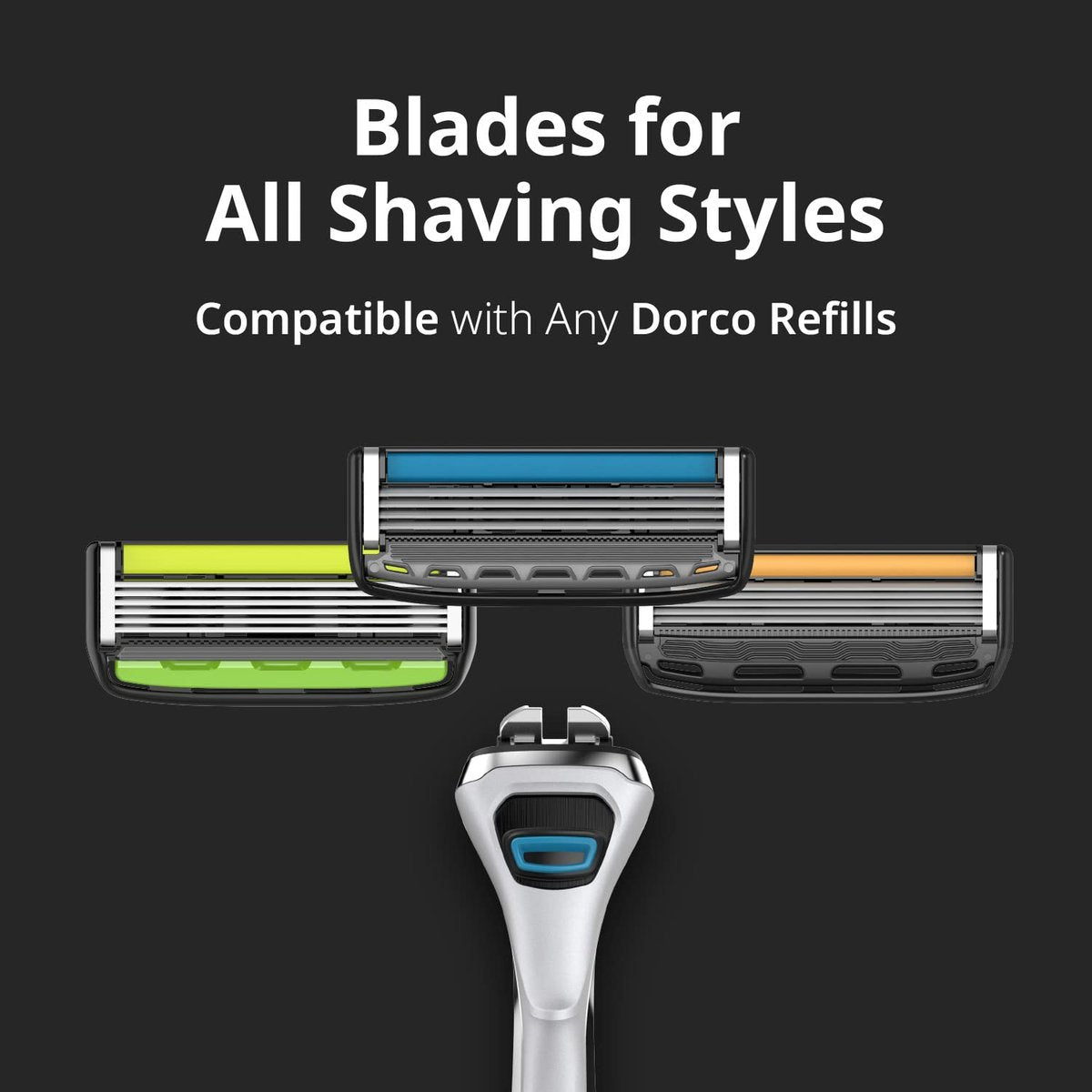 Dorco Pace 4 Pro Four-Blade Razor Shaving System – 2 Replacement Handles (Handles Only, Grey) Avelisse
