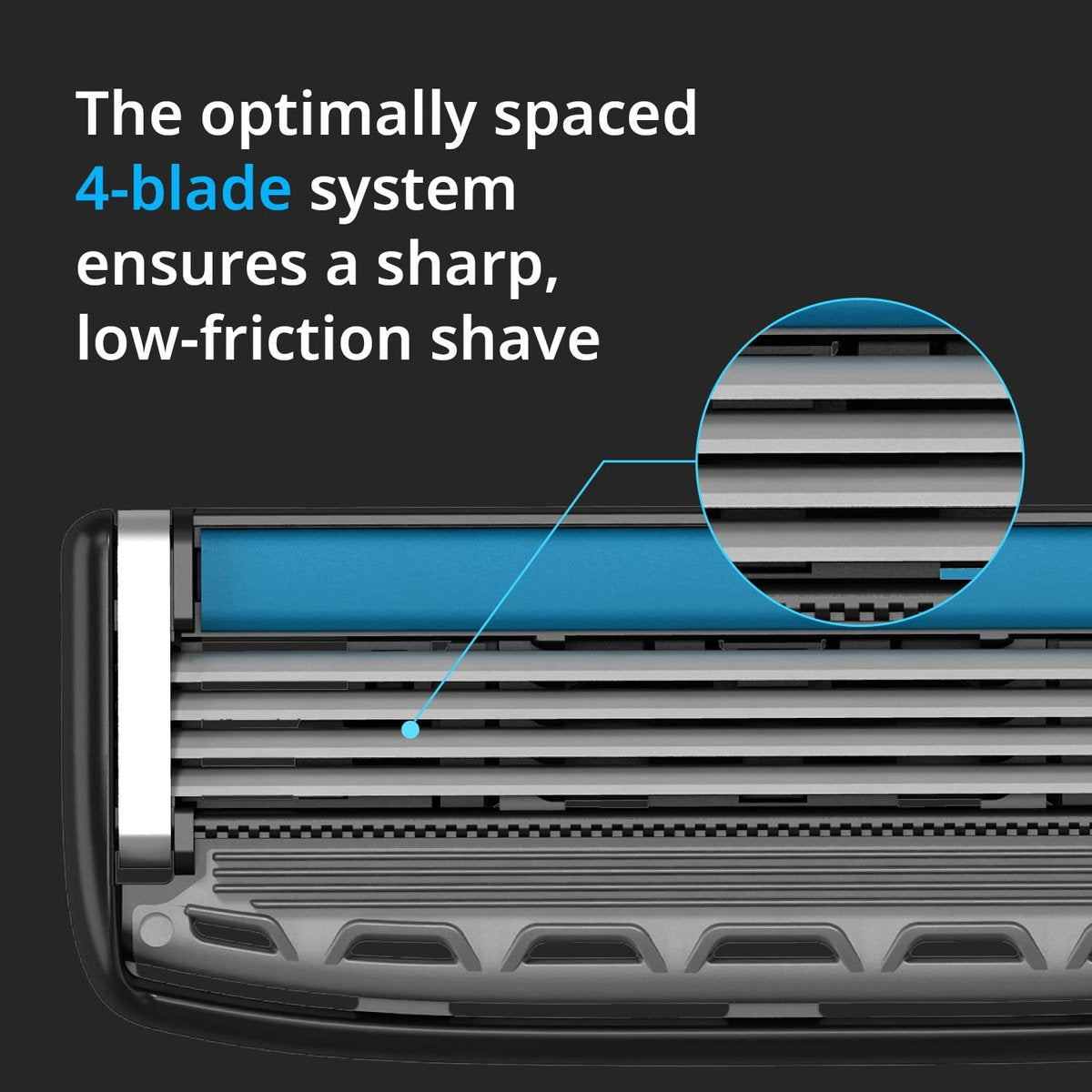Dorco Pace 4 Pro Four-Blade Razor Shaving System – 2 Replacement Handles (Handles Only, Grey) Avelisse