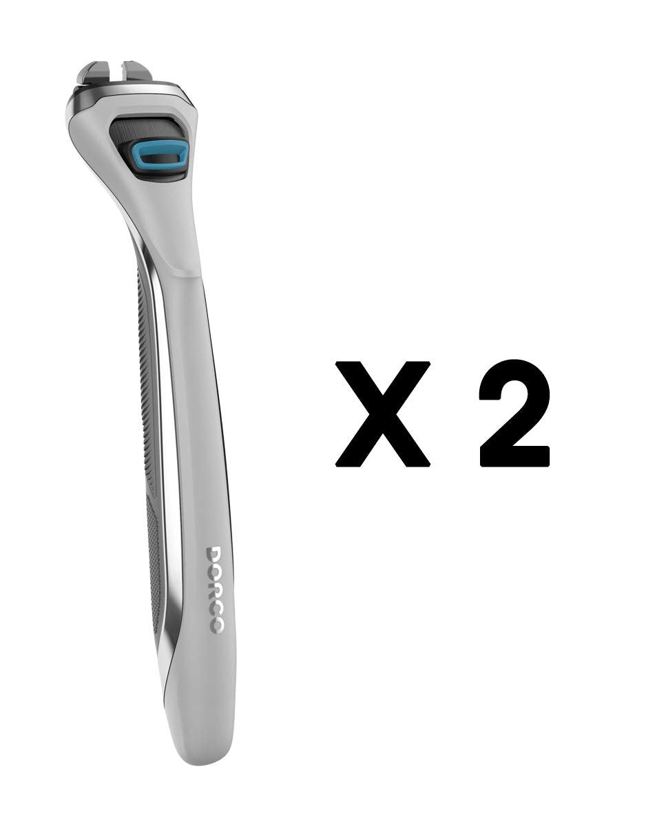 Dorco Pace 4 Pro Four-Blade Razor Shaving System – 2 Replacement Handles (Handles Only, Grey) Avelisse