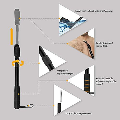 EASACE Razor Extension Shaver Handle with Adjustable Length for Leg, Body Shaver Handle Groomer, Hair Brush Handle for Wet or Dry Brushing, Multiple Functions Razor Shaver for Body (Black) Avelisse