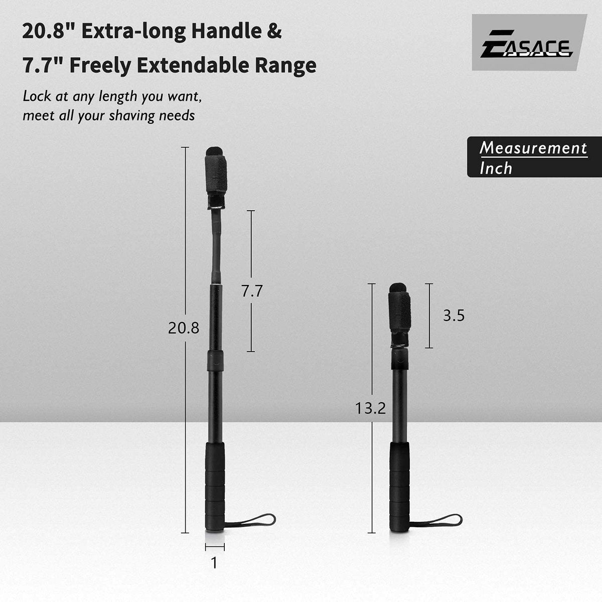 EASACE Razor Extension Shaver Handle with Adjustable Length for Leg, Body Shaver Handle Groomer, Hair Brush Handle for Wet or Dry Brushing, Multiple Functions Razor Shaver for Body (Black) Avelisse