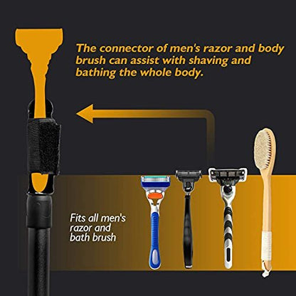 EASACE Razor Extension Shaver Handle with Adjustable Length for Leg, Body Shaver Handle Groomer, Hair Brush Handle for Wet or Dry Brushing, Multiple Functions Razor Shaver for Body (Black) Avelisse