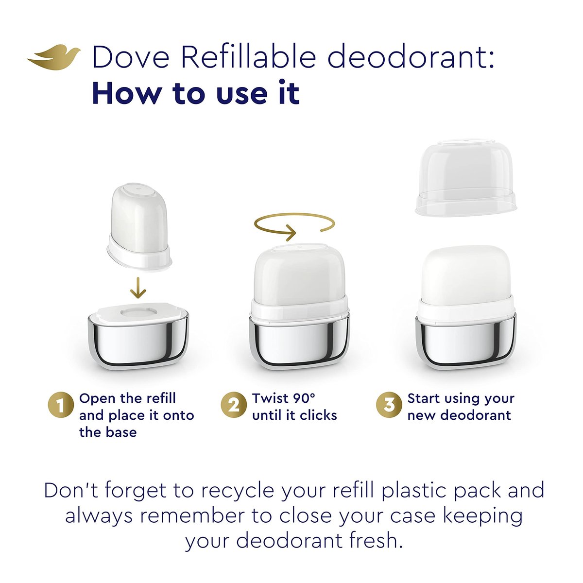 Dove Refillable Deodorant Starter Kit 0% Aluminum Sensitive Aluminum Free Deodorant - 1.13 oz - görsel 5