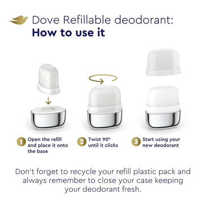 Dove Refillable Deodorant Starter Kit 0% Aluminum Sensitive Aluminum Free Deodorant - 1.13 oz