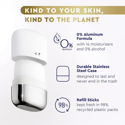 Dove Refillable Deodorant Starter Kit 0% Aluminum Sensitive Aluminum Free Deodorant - 1.13 oz