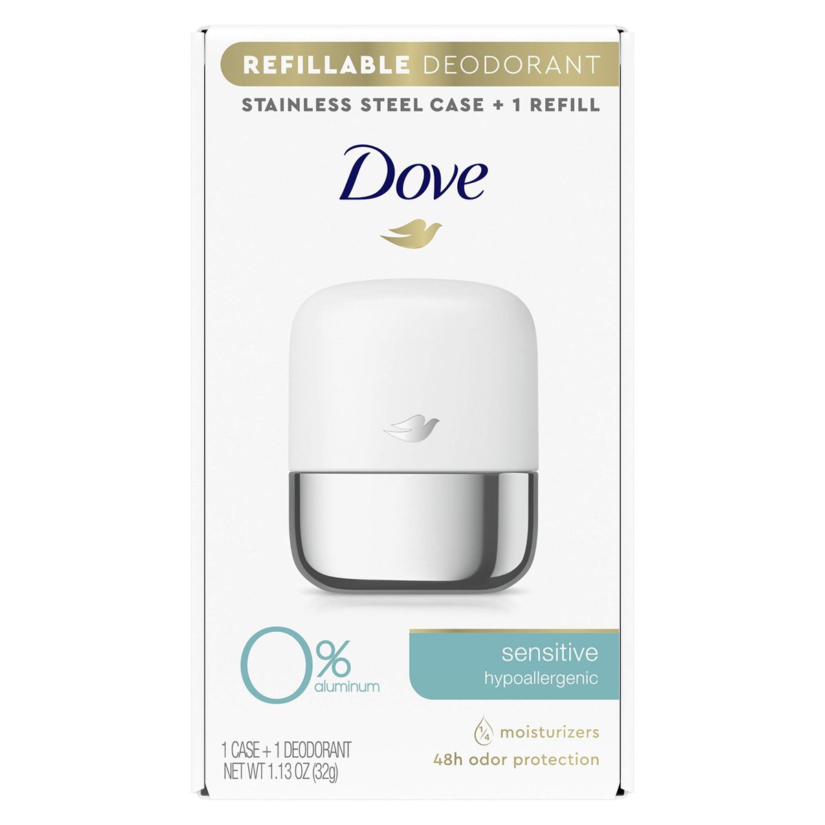 Dove Refillable Deodorant Starter Kit 0% Aluminum Sensitive Aluminum Free Deodorant - 1.13 oz - görsel 1