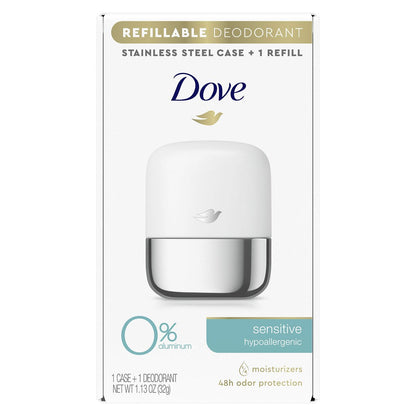 Dove Refillable Deodorant Starter Kit 0% Aluminum Sensitive Aluminum Free Deodorant - 1.13 oz