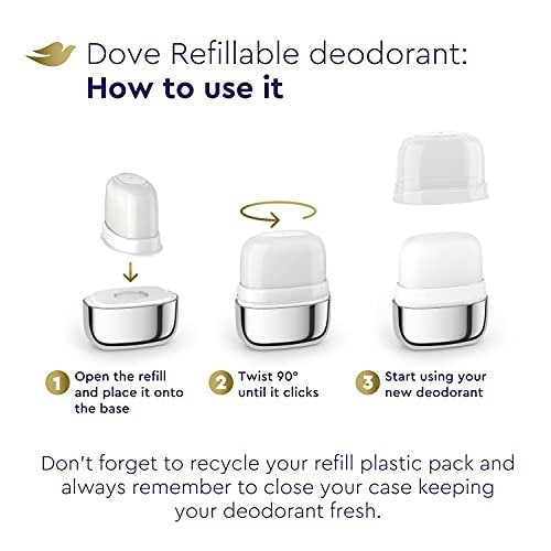 Dove Refillable Deodorant Starter Kit 0% Aluminum Sensitive Aluminum Free Deodorant - 1.13 oz - görsel 6