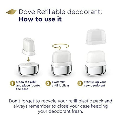 Dove Refillable Deodorant Starter Kit 0% Aluminum Sensitive Aluminum Free Deodorant - 1.13 oz