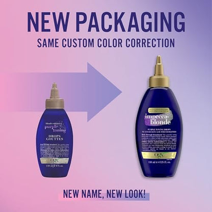 OGX Impecca-Blonde Purple Toning Drops for Blonde Enhance, 4 fl oz Avelisse