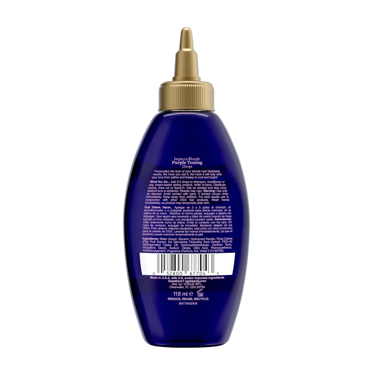 OGX Impecca-Blonde Purple Toning Drops for Blonde Enhance, 4 fl oz Avelisse