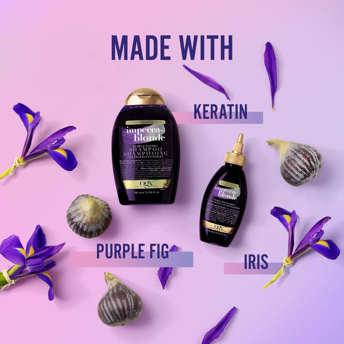 OGX Impecca-Blonde Purple Toning Drops for Blonde Enhance, 4 fl oz Avelisse