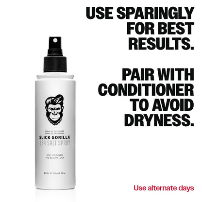 Slick Gorilla Sea Salt Spray for Men - 200ml (6.76 fl oz) Texturizing Hair Spray, Lightweight Volume Mist, Matte Finish, Natural Texture, Flexible Hold