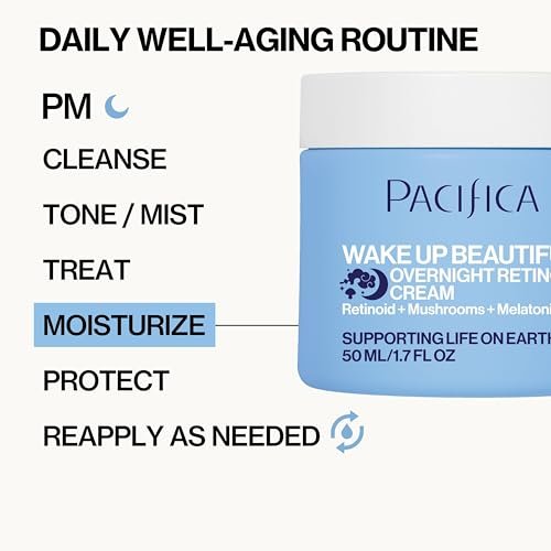 Pacifica Wake Up Beautiful Retinoid Night Cream – Overnight Anti-Aging Moisturizer with Hyaluronic Acid & Melatonin, Reduces Wrinkles & Fine Lines, Hydrating and Gentle for Dry or Mature Skin, Vegan Avelisse