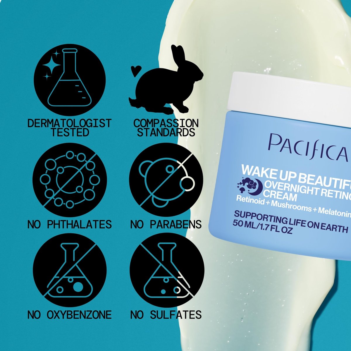 Pacifica Wake Up Beautiful Retinoid Night Cream – Overnight Anti-Aging Moisturizer with Hyaluronic Acid & Melatonin, Reduces Wrinkles & Fine Lines, Hydrating and Gentle for Dry or Mature Skin, Vegan Avelisse