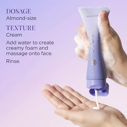 TATCHA The Rice Wash Soft Cream Facial Cleanser – 4 oz Gentle Daily Wash for Luminous Skin Avelisse