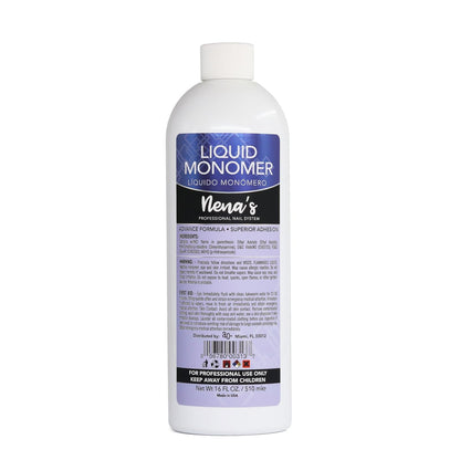 Professional Liquid Monomer by Nena's - 16 fl oz, GlamourShield Acrylic Formula, Non-Yellowing, Quick Dry, Strongest Adhesion for Acrylic Nail Art Avelisse