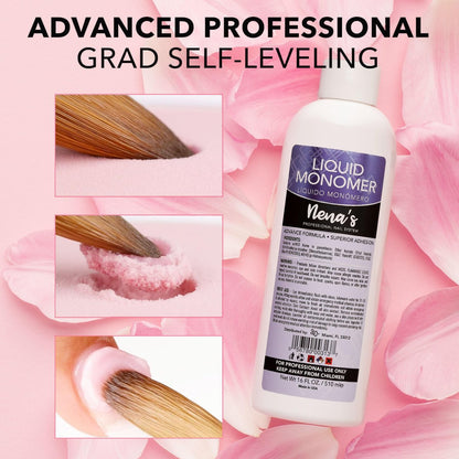 Professional Liquid Monomer by Nena's - 16 fl oz, GlamourShield Acrylic Formula, Non-Yellowing, Quick Dry, Strongest Adhesion for Acrylic Nail Art Avelisse