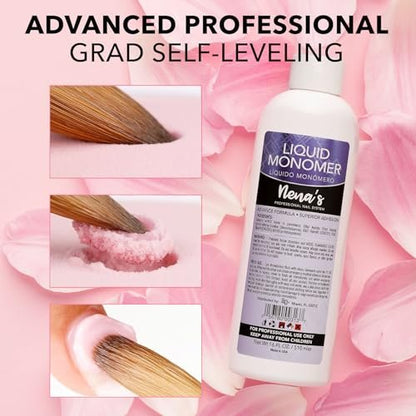 Professional Liquid Monomer by Nena's - 16 fl oz, GlamourShield Acrylic Formula, Non-Yellowing, Quick Dry, Strongest Adhesion for Acrylic Nail Art Avelisse
