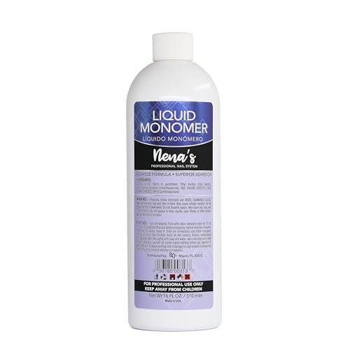 Professional Liquid Monomer by Nena's - 16 fl oz, GlamourShield Acrylic Formula, Non-Yellowing, Quick Dry, Strongest Adhesion for Acrylic Nail Art Avelisse