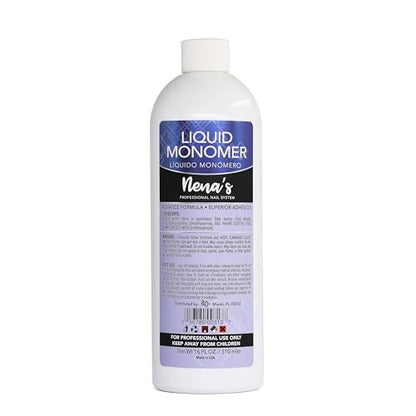 Professional Liquid Monomer by Nena's - 16 fl oz, GlamourShield Acrylic Formula, Non-Yellowing, Quick Dry, Strongest Adhesion for Acrylic Nail Art Avelisse