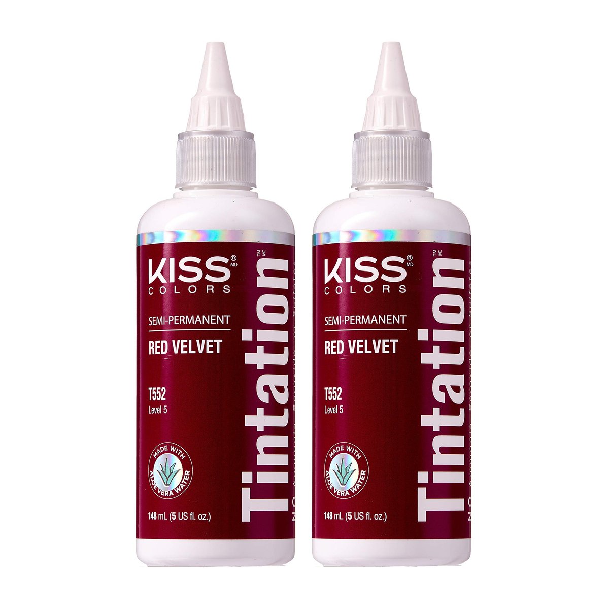 Red by Kiss Tintation Semi-Permanent Hair Color - Red Velvet, 2 Pack (5 Fl Oz Each) - Aloe Vera, Argan Oil, Olive Oil, Collagen & Keratin Infused - görsel 1