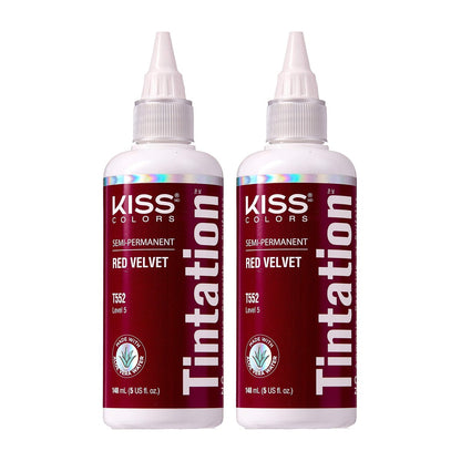 Red by Kiss Tintation Semi-Permanent Hair Color - Red Velvet, 2 Pack (5 Fl Oz Each) - Aloe Vera, Argan Oil, Olive Oil, Collagen & Keratin Infused