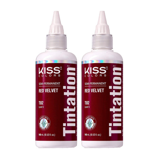 Red by Kiss Tintation Semi-Permanent Hair Color - Red Velvet, 2 Pack (5 Fl Oz Each) - Aloe Vera, Argan Oil, Olive Oil, Collagen & Keratin Infused