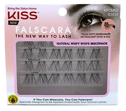 KISS Falscara Natural Wispy Wisps Multi-Pack (Pack of 2) – Easy False Lashes for Beginners