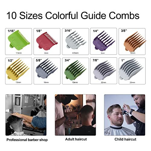 Professional Hair Clipper Guards Guide Combs – 10 Piece Set (1/16" to 1") for Wahl Clippers & Trimmers - görsel 3