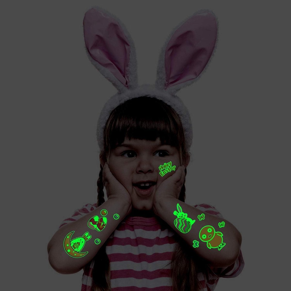 Partywind 132 PCS Luminous Easter Temporary Tattoos for Kids - Glow in the Dark Tattoos, Easter Basket Stuffers, Party Favors - görsel 11