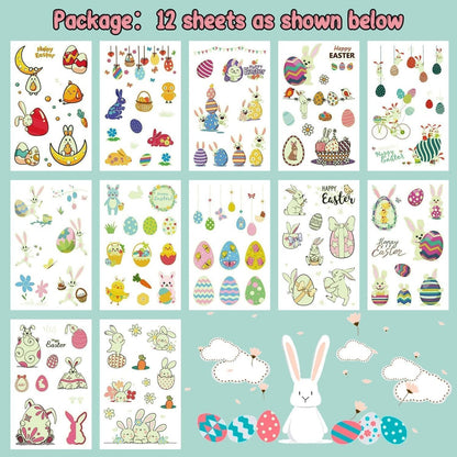 Partywind 132 PCS Luminous Easter Temporary Tattoos for Kids - Glow in the Dark Tattoos, Easter Basket Stuffers, Party Favors