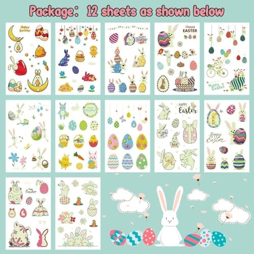Partywind 132 PCS Luminous Easter Temporary Tattoos for Kids - Glow in the Dark Tattoos, Easter Basket Stuffers, Party Favors - görsel 6