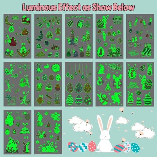 Partywind 132 PCS Luminous Easter Temporary Tattoos for Kids - Glow in the Dark Tattoos, Easter Basket Stuffers, Party Favors - görsel 8