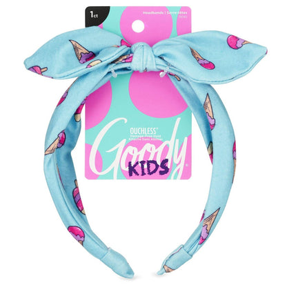 GOODY Kids Headband - Blue Ice Cream Print - Comfort Fit for All Day Wear - Secures All Hair Types