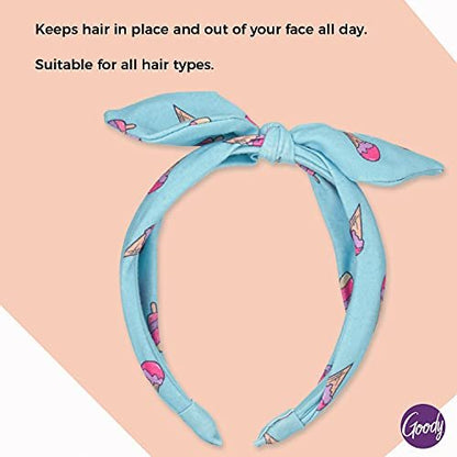 GOODY Kids Headband - Blue Ice Cream Print - Comfort Fit for All Day Wear - Secures All Hair Types