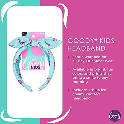GOODY Kids Headband - Blue Ice Cream Print - Comfort Fit for All Day Wear - Secures All Hair Types